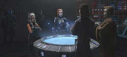 Inside the war room, Tano explains that Bo-Katan had been tracking Maul for several months.