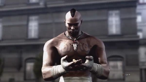 Bruce and the bird he saved in his Tekken Tag Tournament 2 ending.