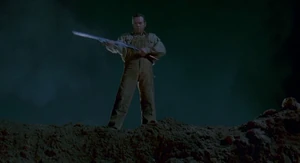 "You can have my gun, when you pry from my cold dead fingers." - Edgar loads his gun to confront the Inhuman Voice.