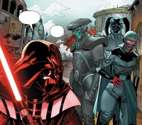 Vader commanding the Inquisitors to go after the baby