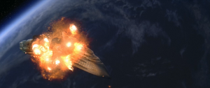 Zorg and the spacecraft are destroyed when the Mangalores' bomb detonates.