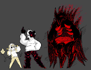 Artwork of the Dreamer, Folly, and the Great One made by Catjammii.