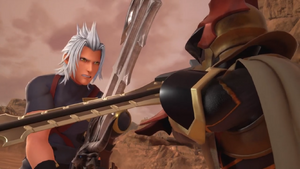 The Lingering Will ambushes Terra-Xehanort, protecting the heroes.