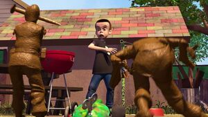 Sid discovers to his horror, he sees his abused and tortured toys coming to life in front of him to teach him a lesson not to torture toys.