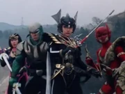 The lead commanders of Tube, Igam and Baraba, with their ninja bodyguards Oyobu and Fumin.