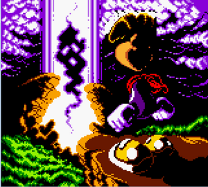 Mr. Dark defeated at the end of Game Boy Color version of Rayman.