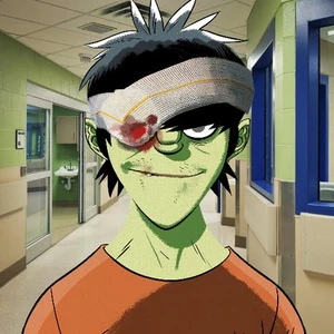 Murdoc with his injured eye.