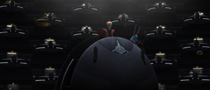 Palpatine and Mas Amedda presided over a session that saw Amidala present a bill proposing the cutting of military spending.