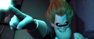 Syndrome's evil grin and sadistic chuckle.