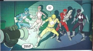 The Mutant Rangers as they appear in the 2016 Power Rangers comics with the comic-exclusive Red Mutant Ranger.