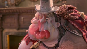 Snatcher taking a moment to check and make sure nothing happens to his swollen body before replying to the cheese taste.