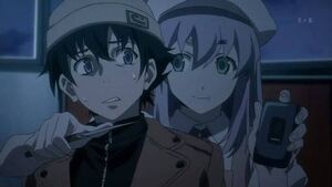 Mao threatening Yukiteru Amano that he will die if he didn't give the phone.
