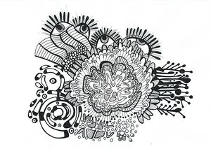 Art depicting a Pattern Screamer by Charlie Kollwitz of SCP-5682.