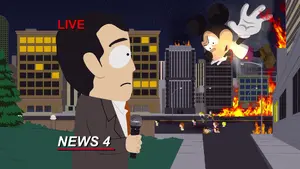 Mickey Mouse's villainous breakdown, attacking his displeased audience at the Jonas Brother' concert.