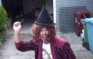 Asian Mother dressed as a witch. (Mychonny's Driving in cars with Asians)