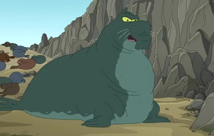 Bender as the elephant seal "The Beachmaster" in "Naturama".