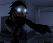 Capone about to kill the player with arms out and eyes white