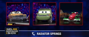 When Mel Dorado gets a phone call from Radiator Springs, Axlerod's eyes widen when he hears Mater start to defend Lightning McQueen.