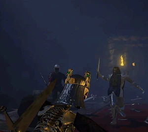 Haart attacks the undead Nicolas Gryphonheart.