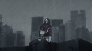 The man laughing maniacally after watching his adoptive family die.