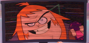 Control Freak appearing on the Titans Tower stage in MultiVersus.