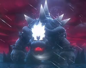 Fury Bowser's final form in the secret final boss of Bowser's Fury, now with white hair.