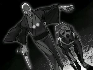 Dogen with his dog Anubis.