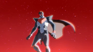 Nemesis Omega about to be consumed by an explosion.