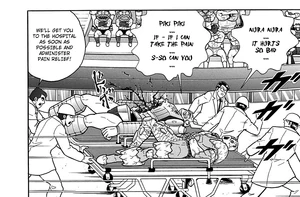 Team Cosmos being carried away on stretchers