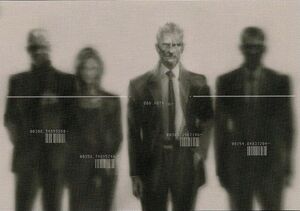 Big Boss (left) among the Patriots, as seen in flashback in Metal Gear Solid 4.