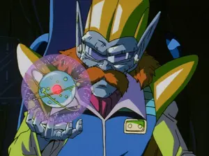 Dr. Myuu holding a Psychic Bomber.