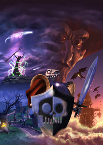 A 3D render of MediEvil with Zarok, Daniel and the Shadows Demons.