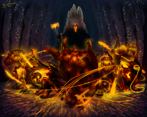 Morgoth with his Balrogs.