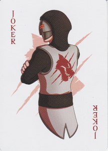 A White Fang goon on the Joker of the RWBY card deck.