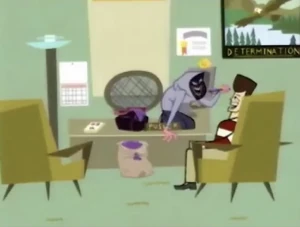 Pusher in his office.