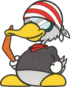 The boomerang-throwing duck, D.D.