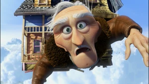 Muntz’s final moments before he falls to his death.