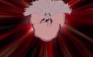 Kaguya flying towards Naruto and Sasuke.