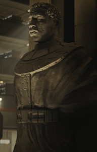 A statue of He Who Remains at the end of the sixth episode of Loki.