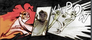 Alex being attacked by Hoody in the comics.