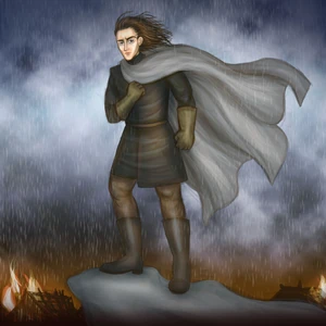 Theon bitterly observing the aftermath of the raid on a fishing village of the Stony Shore, deciding to change his plans to attack Winterfell.