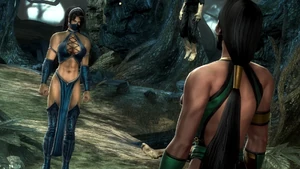 Jade trying to stop Kitana from going to the Flesh Pits.
