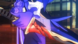 Kallen holding Jizo Mitama.