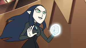 Lilith grinning sinisterly.