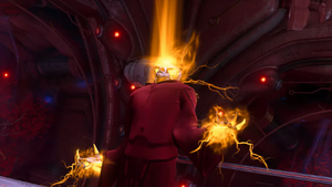 The Seraphim undergoing his Transfiguration to stop Doomguy.