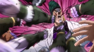 Terence being beaten by Star Platinum.