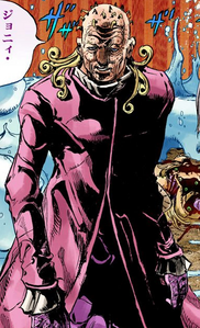 Funny Valentine as an old man after being affected by Gyro's Super Spin Attack.