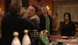Trevor gets threatened by Charlie and Kat after they learn that he burnt Little Mo on the head with an iron.