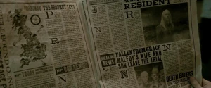 A Daily Prophet article on Malfoy's arrest.