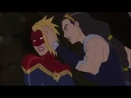 Zarda fighting Captian Marvel.